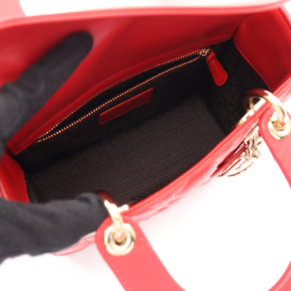 LADY DIOR MY ABCDIOR レディディオール スモール カナージュ 2WAY ハンドバッグ レザー レッド クリスチャンディオール バッグ Christian Dior
