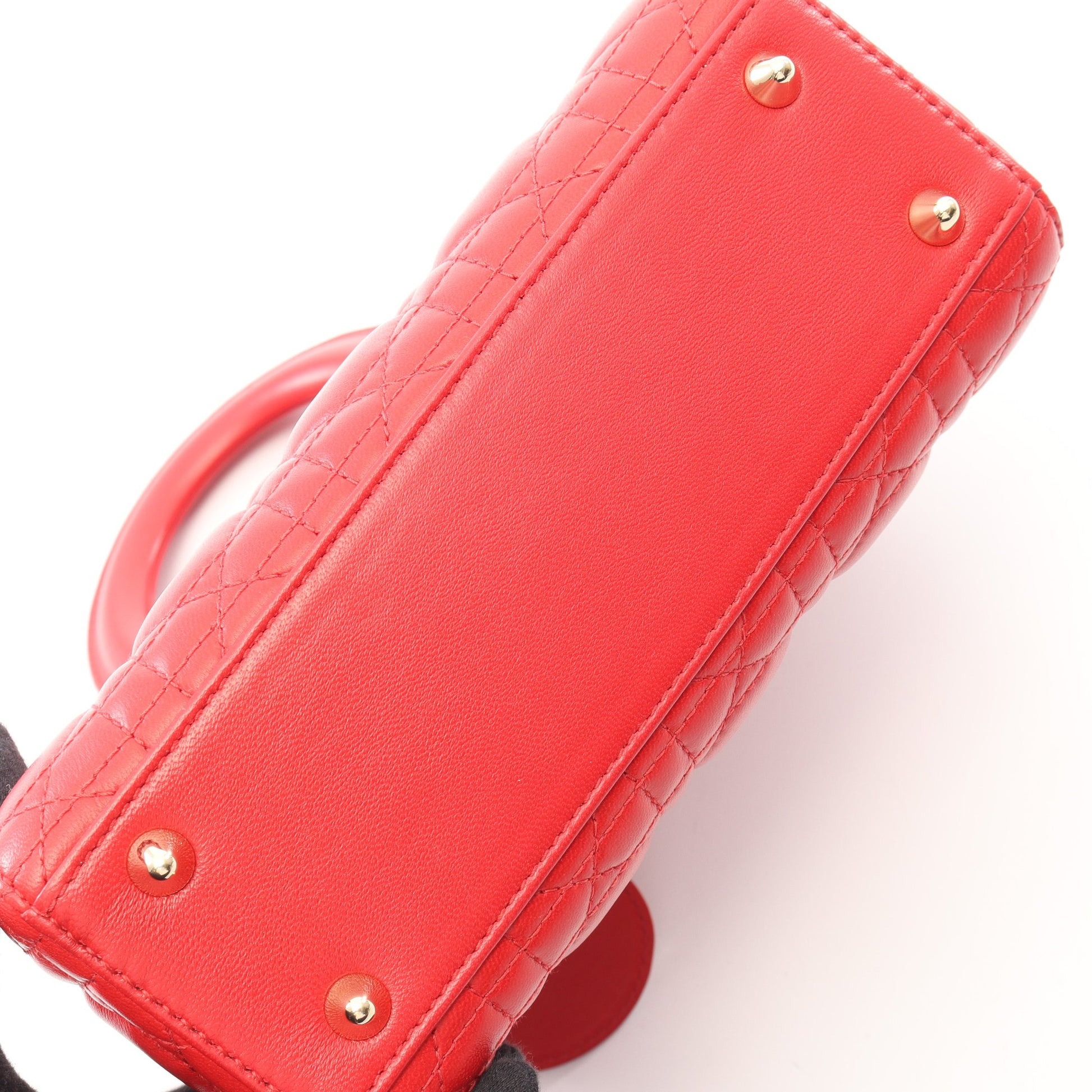 LADY DIOR MY ABCDIOR レディディオール スモール カナージュ 2WAY ハンドバッグ レザー レッド クリスチャンディオール バッグ Christian Dior