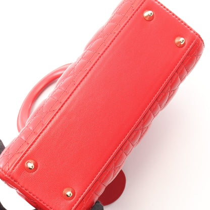 LADY DIOR MY ABCDIOR レディディオール スモール カナージュ 2WAY ハンドバッグ レザー レッド クリスチャンディオール バッグ Christian Dior
