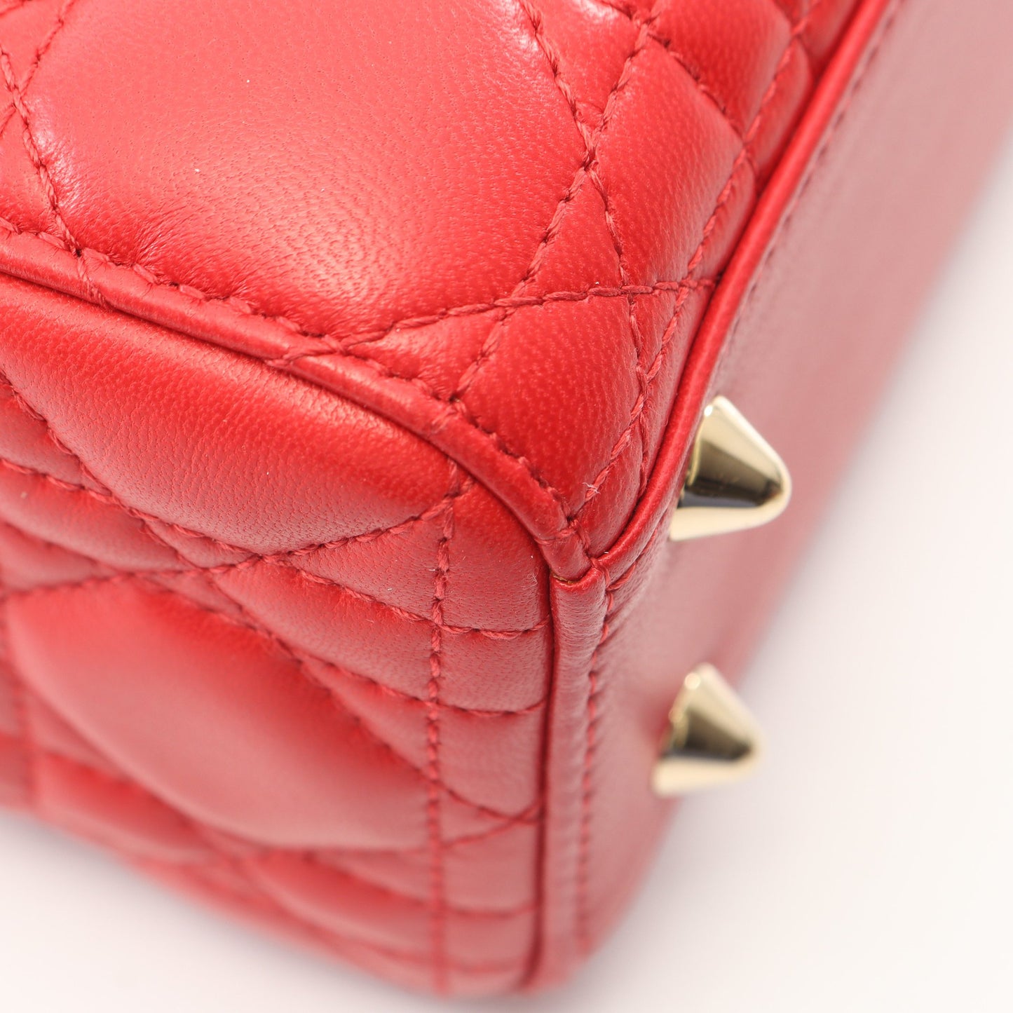 LADY DIOR MY ABCDIOR レディディオール スモール カナージュ 2WAY ハンドバッグ レザー レッド クリスチャンディオール バッグ Christian Dior