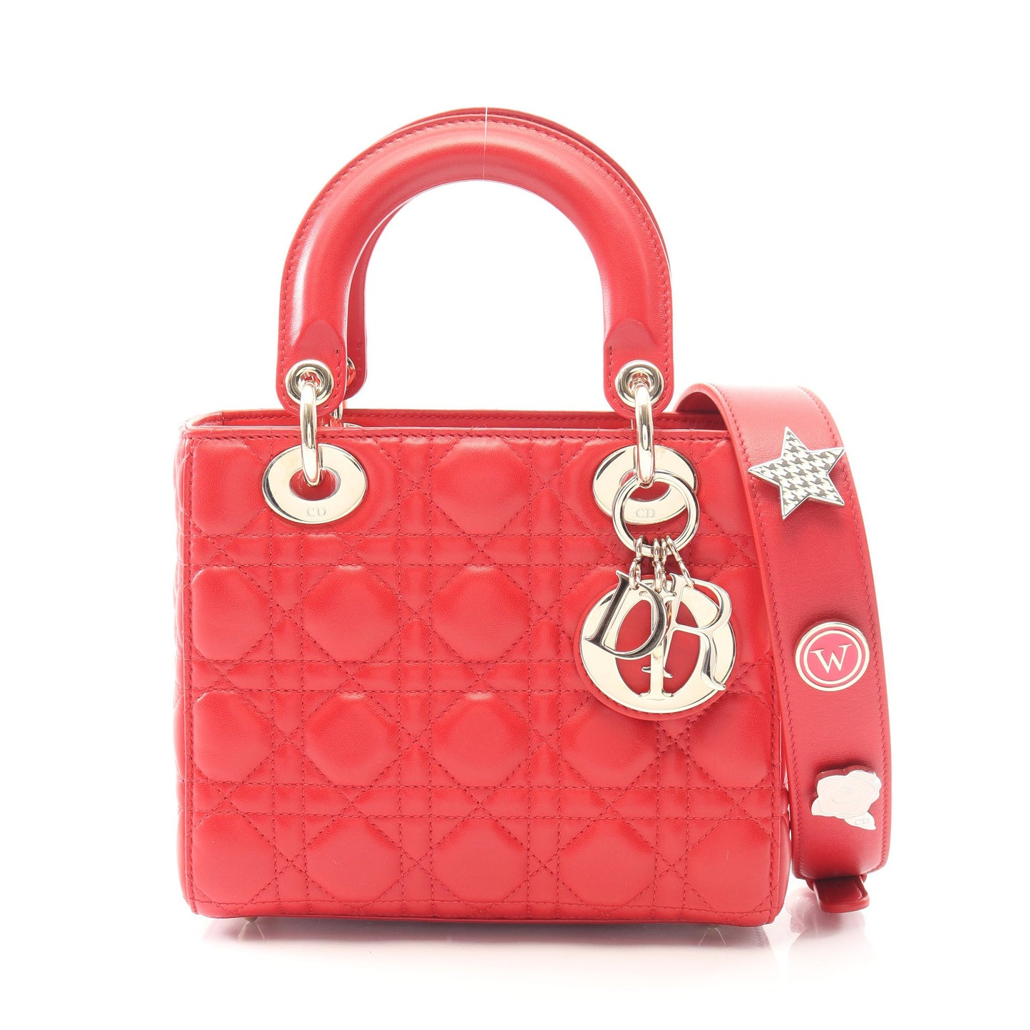 LADY DIOR MY ABCDIOR レディディオール スモール カナージュ 2WAY ハンドバッグ レザー レッド クリスチャンディオール バッグ Christian Dior