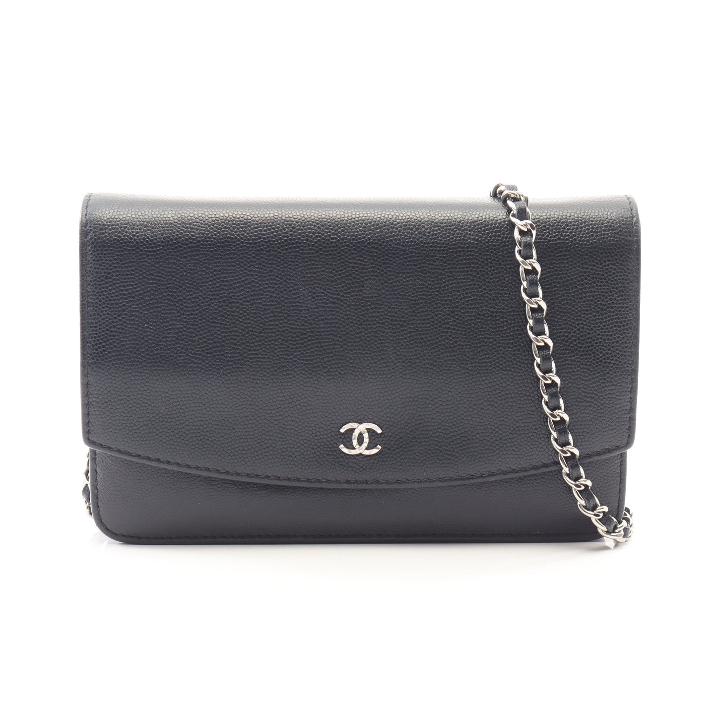 ブリリアント ココマーク チェーンウォレット ソフトキャビアスキン ネイビー シルバー金具 シャネル バッグ CHANEL