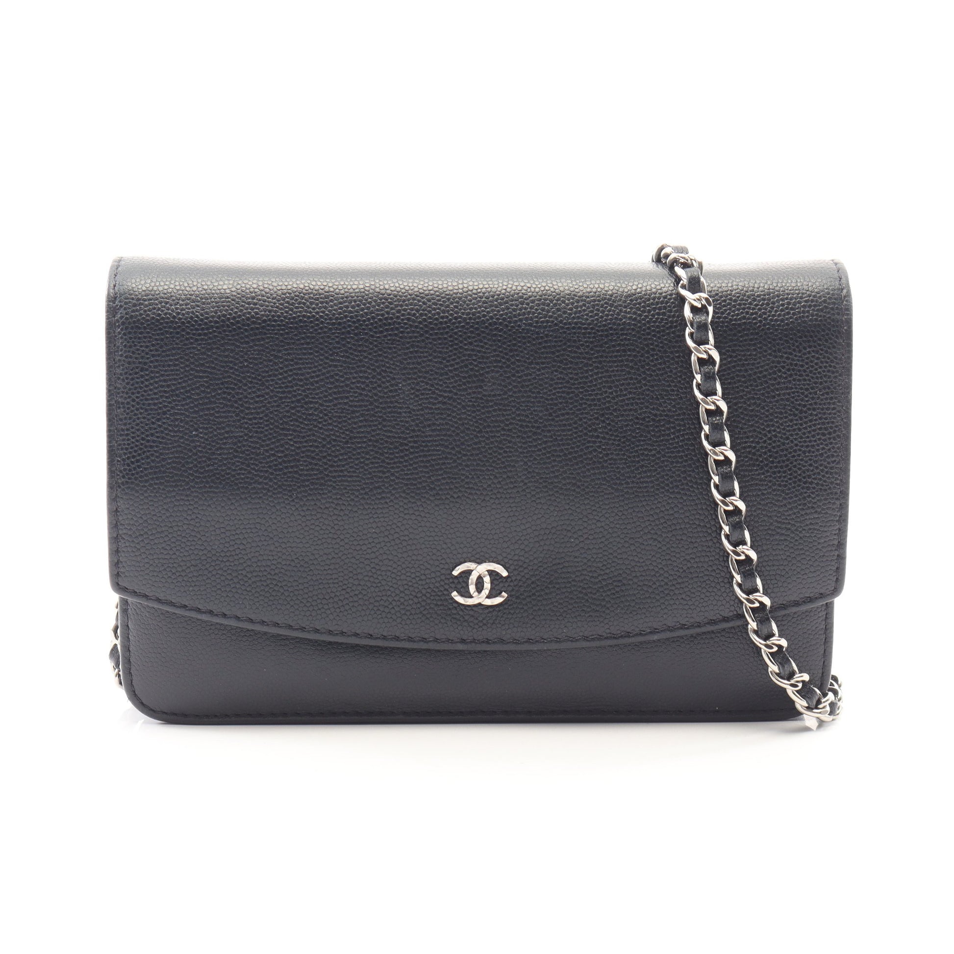 ブリリアント ココマーク チェーンウォレット ソフトキャビアスキン ネイビー シルバー金具 シャネル バッグ CHANEL