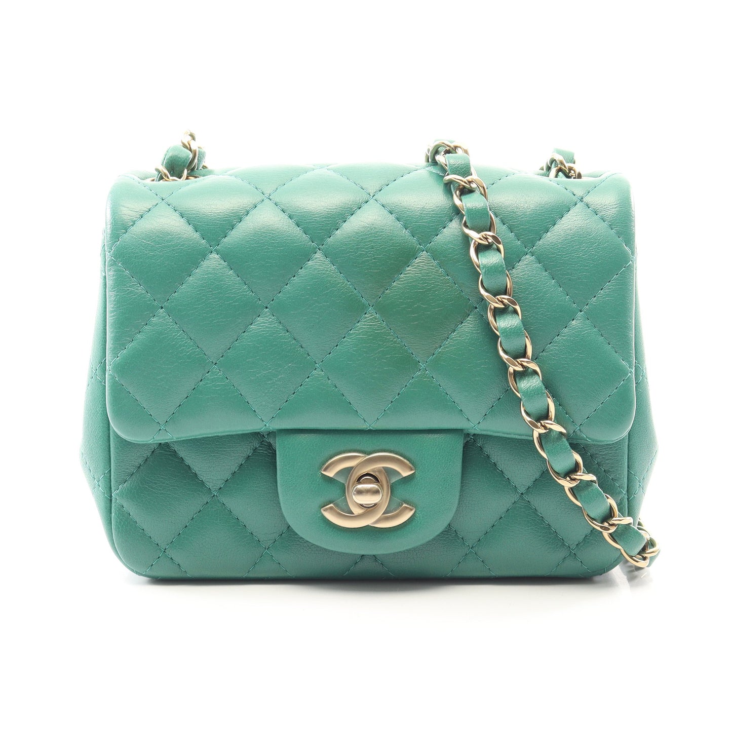 ミニマトラッセ チェーンショルダーバッグ ラムスキン グリーン ゴールド金具 シャネル バッグ CHANEL