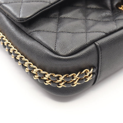 マトラッセ チェーンショルダーバッグ キャビアスキン ブラック ゴールド金具 シャネル バッグ CHANEL