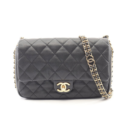 マトラッセ チェーンショルダーバッグ キャビアスキン ブラック ゴールド金具 シャネル バッグ CHANEL