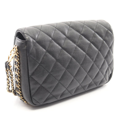 マトラッセ チェーンショルダーバッグ キャビアスキン ブラック ゴールド金具 シャネル バッグ CHANEL