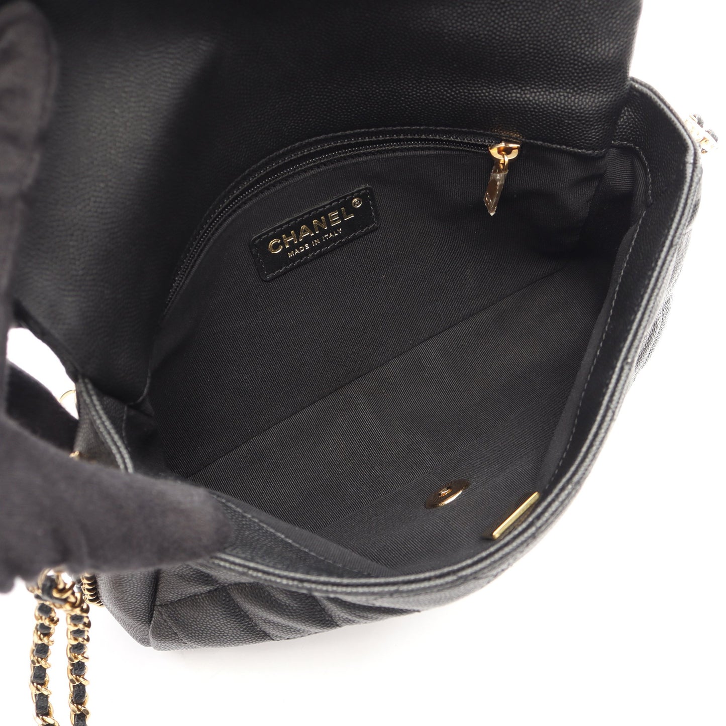 マトラッセ チェーンショルダーバッグ キャビアスキン ブラック ゴールド金具 シャネル バッグ CHANEL