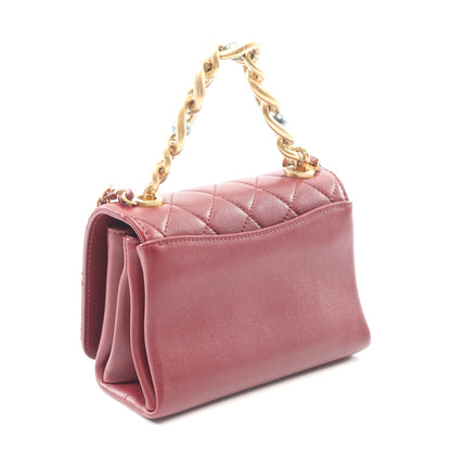 ミニマトラッセ 2WAY チェーンショルダーバッグ ラムスキン ボルドー ゴールド金具 シャネル バッグ CHANEL