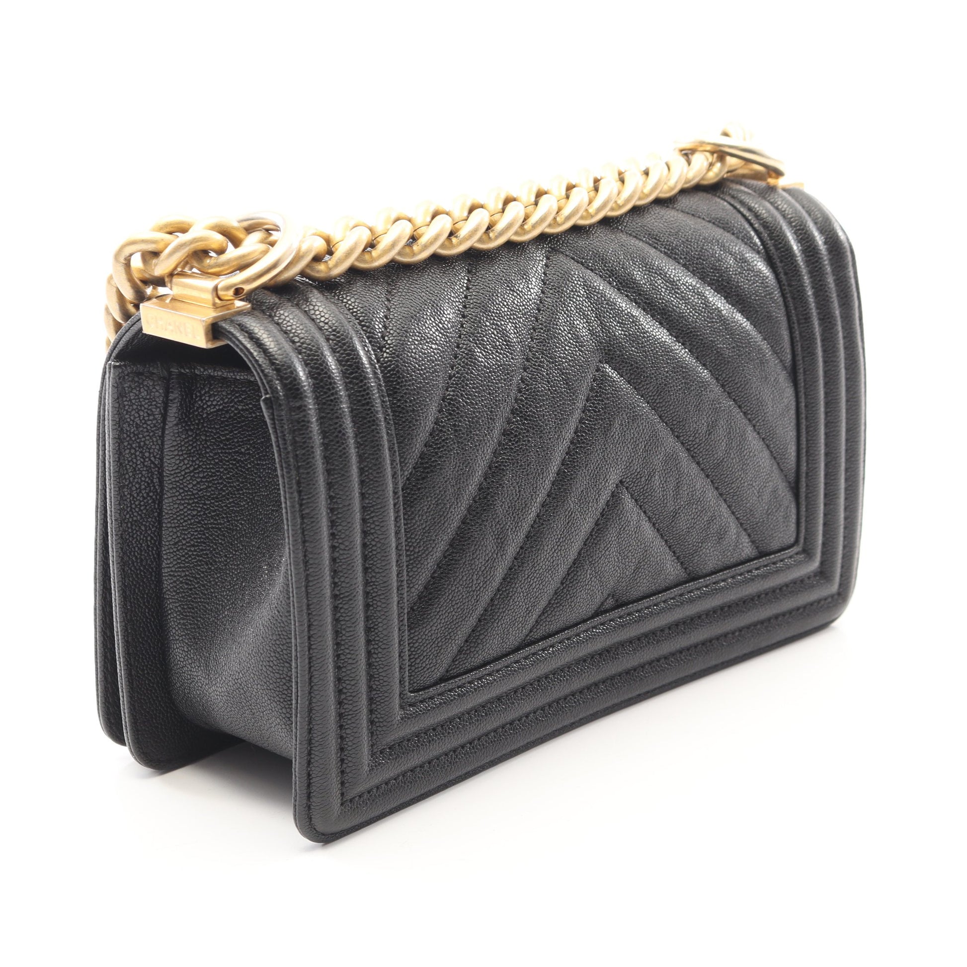 ボーイシャネル スモール チェーンショルダーバッグ キャビアスキン ブラック ゴールド金具 シャネル バッグ CHANEL