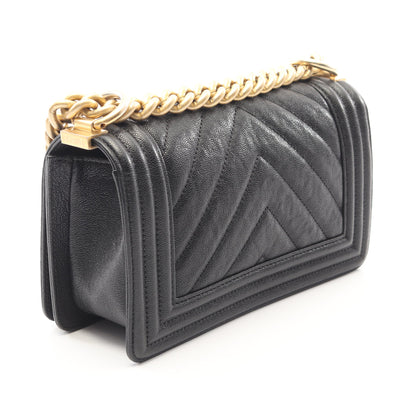 ボーイシャネル スモール チェーンショルダーバッグ キャビアスキン ブラック ゴールド金具 シャネル バッグ CHANEL