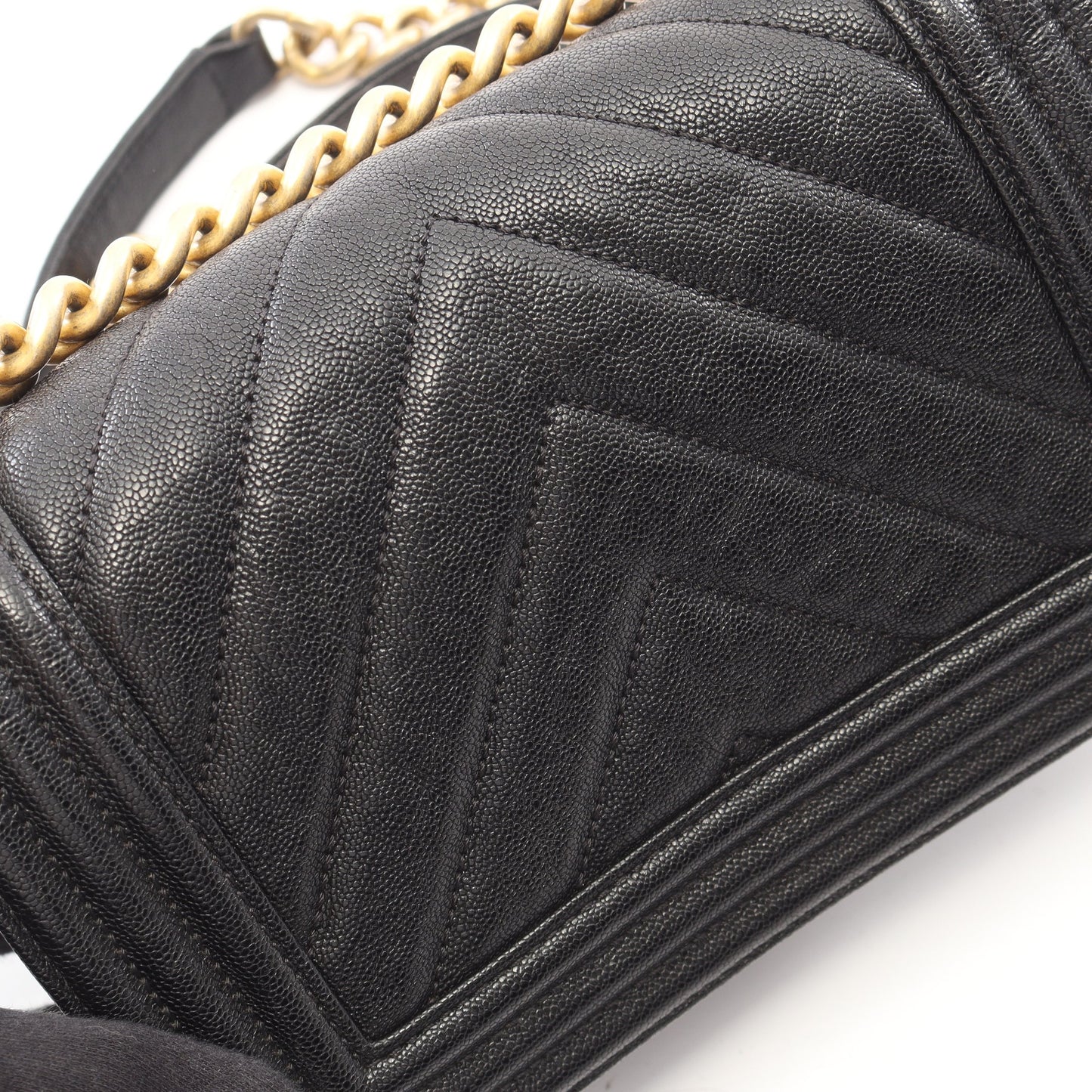 ボーイシャネル スモール チェーンショルダーバッグ キャビアスキン ブラック ゴールド金具 シャネル バッグ CHANEL