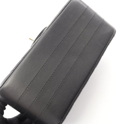 シェブロン Vステッチ ミニ チェーンショルダーバッグ ラムスキン ブラック ゴールド金具 シャネル バッグ CHANEL