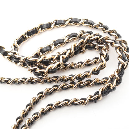Vステッチ シェブロン フルフラップ Wチェーンショルダーバッグ ラムスキン ブラック ゴールド金具 シャネル バッグ CHANEL