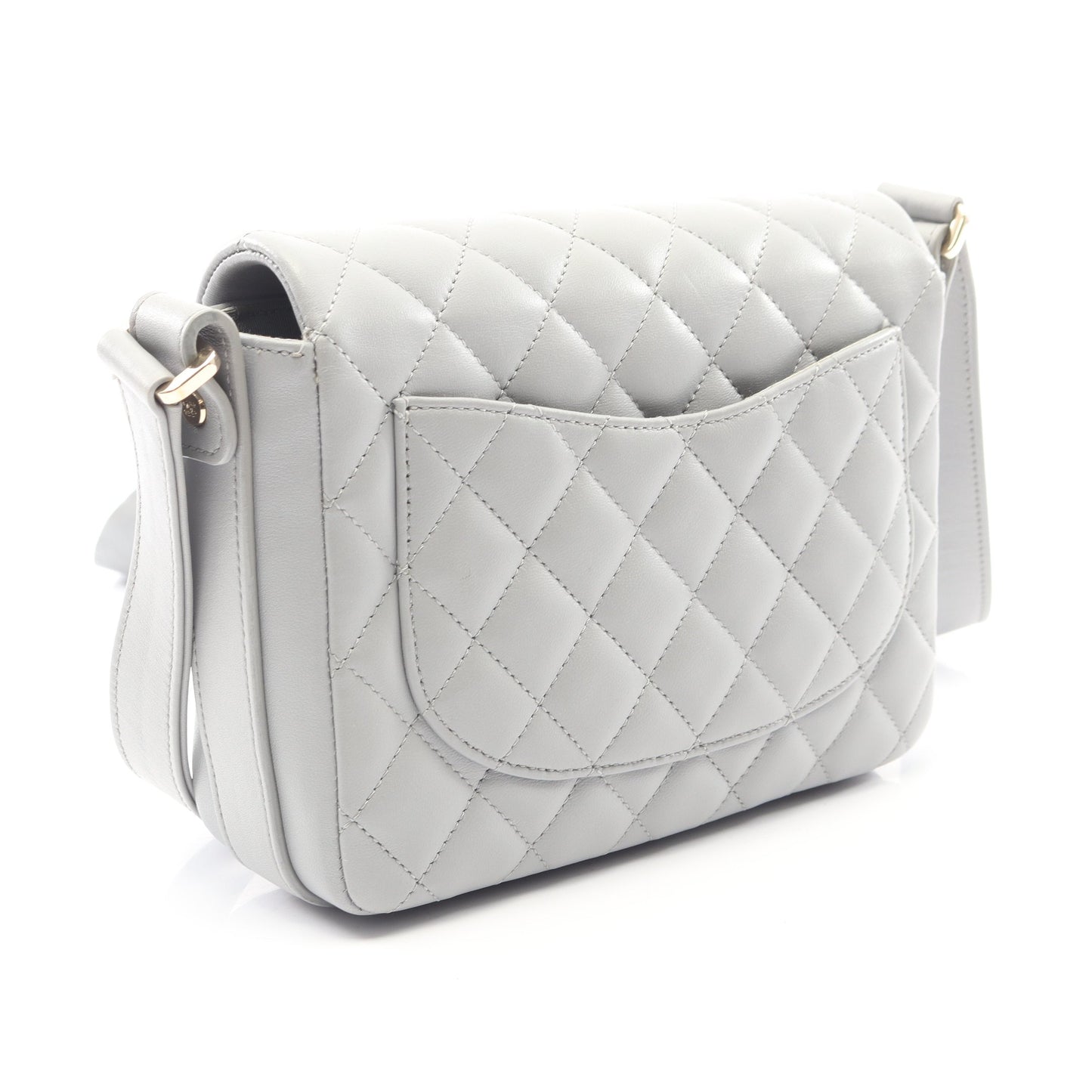 マトラッセ フリル ショルダーバッグ ラムスキン グレー ゴールド金具 シャネル バッグ CHANEL