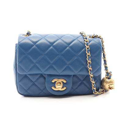 マトラッセ チェーンショルダーバッグ ラムスキン ブルー ゴールド金具 シャネル バッグ CHANEL
