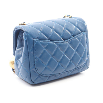 マトラッセ チェーンショルダーバッグ ラムスキン ブルー ゴールド金具 シャネル バッグ CHANEL