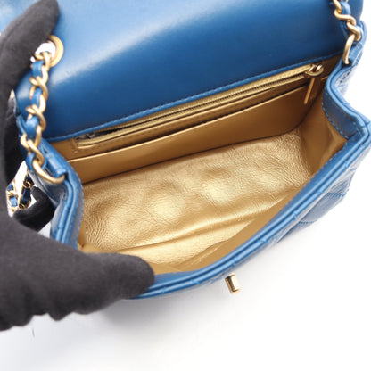マトラッセ チェーンショルダーバッグ ラムスキン ブルー ゴールド金具 シャネル バッグ CHANEL