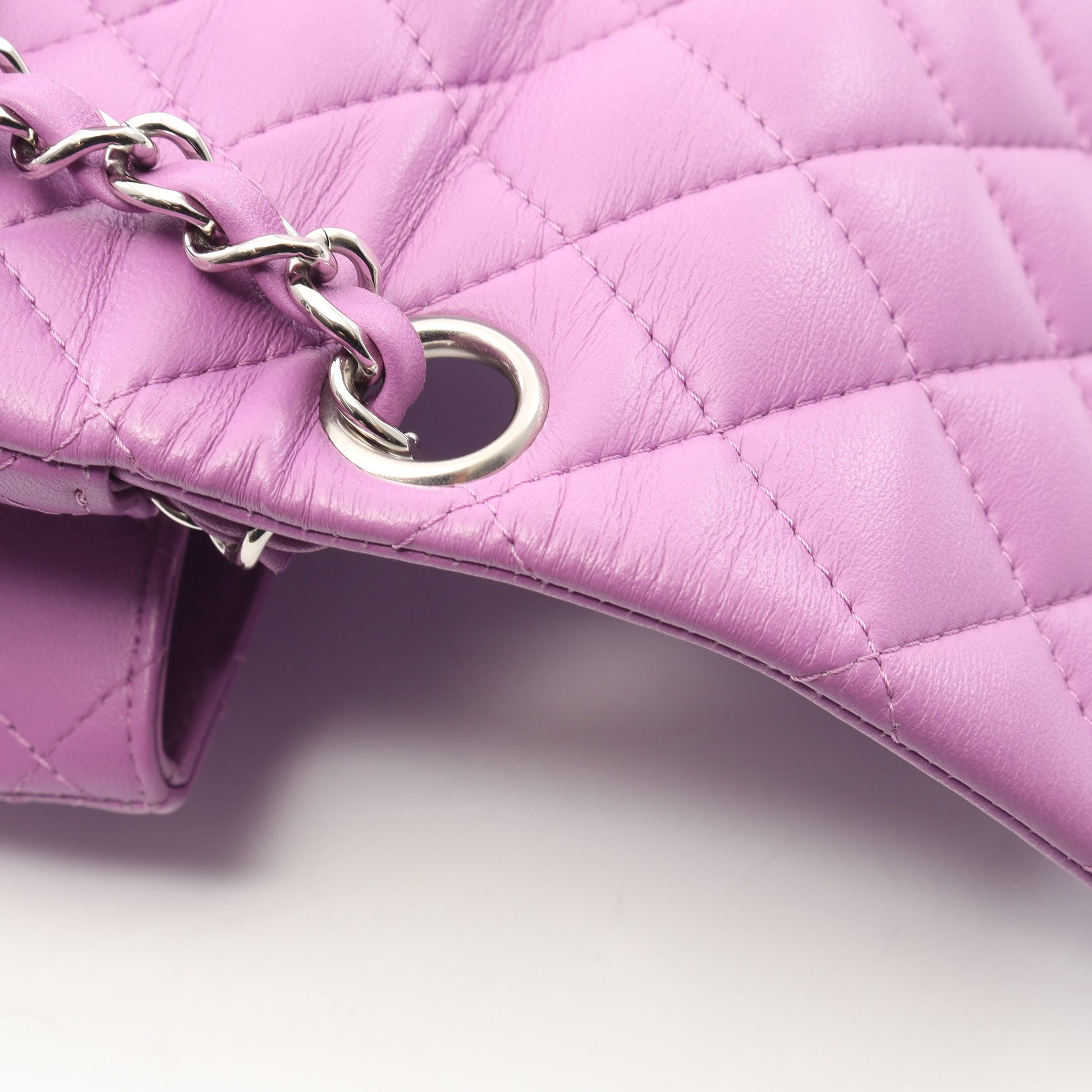 ミニマトラッセ チェーンショルダーバッグ ラムスキン パープル シルバー金具 シャネル バッグ CHANEL