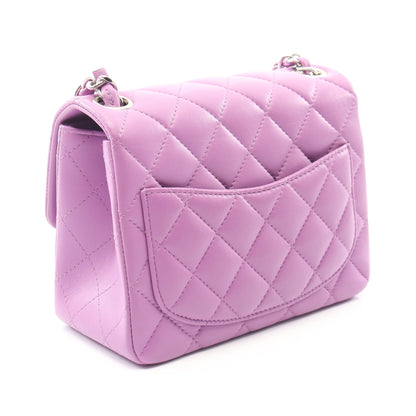ミニマトラッセ チェーンショルダーバッグ ラムスキン パープル シルバー金具 シャネル バッグ CHANEL
