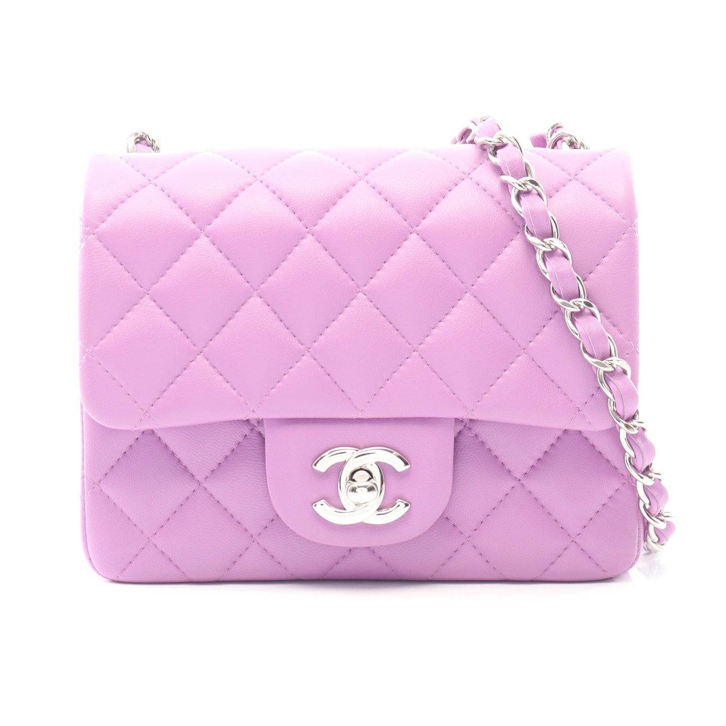 ミニマトラッセ チェーンショルダーバッグ ラムスキン パープル シルバー金具 シャネル バッグ CHANEL