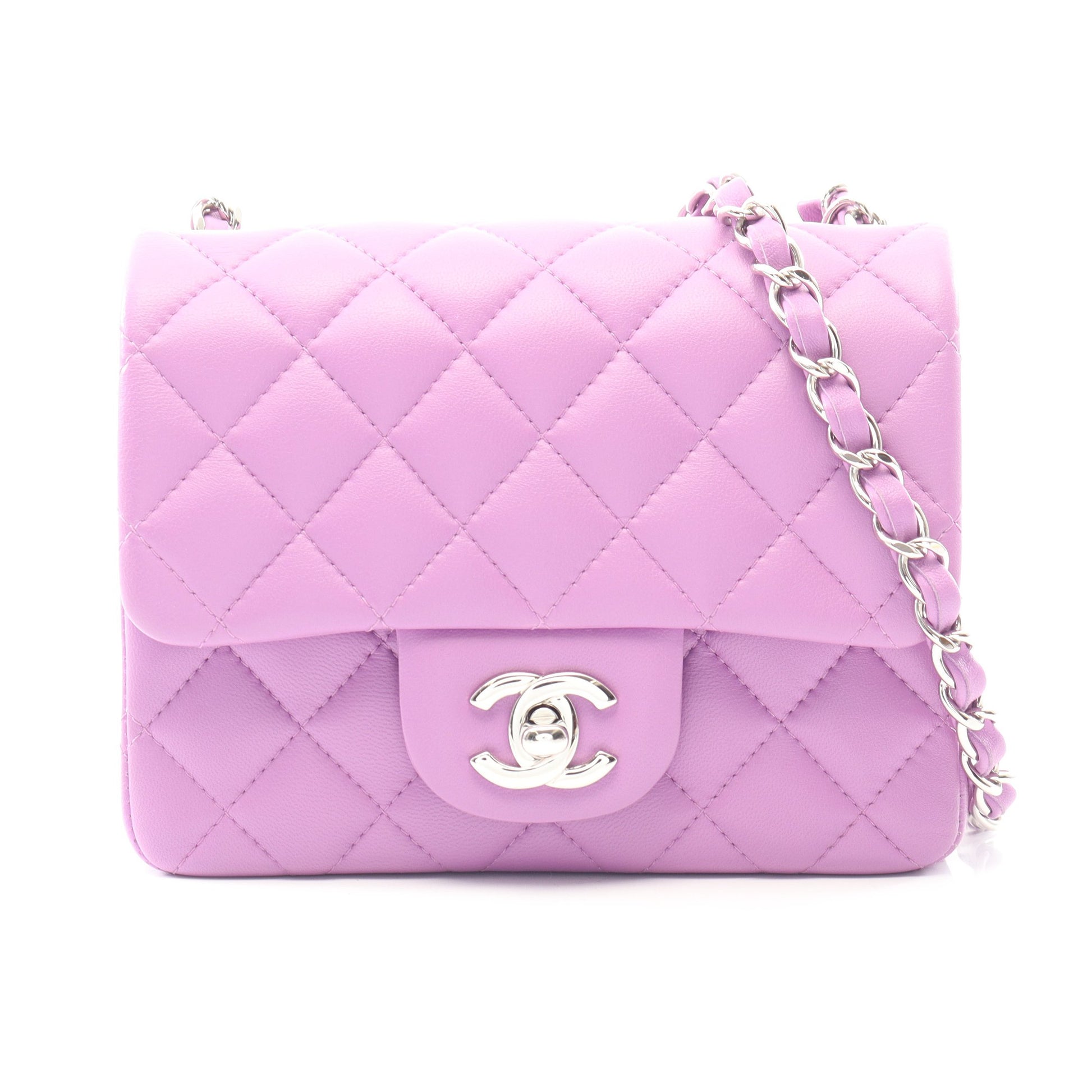 ミニマトラッセ チェーンショルダーバッグ ラムスキン パープル シルバー金具 シャネル バッグ CHANEL