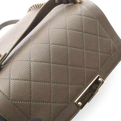 マトラッセ 2WAY チェーンショルダーバッグ キャビアスキン カーキブラウン ゴールド金具 シャネル バッグ CHANEL