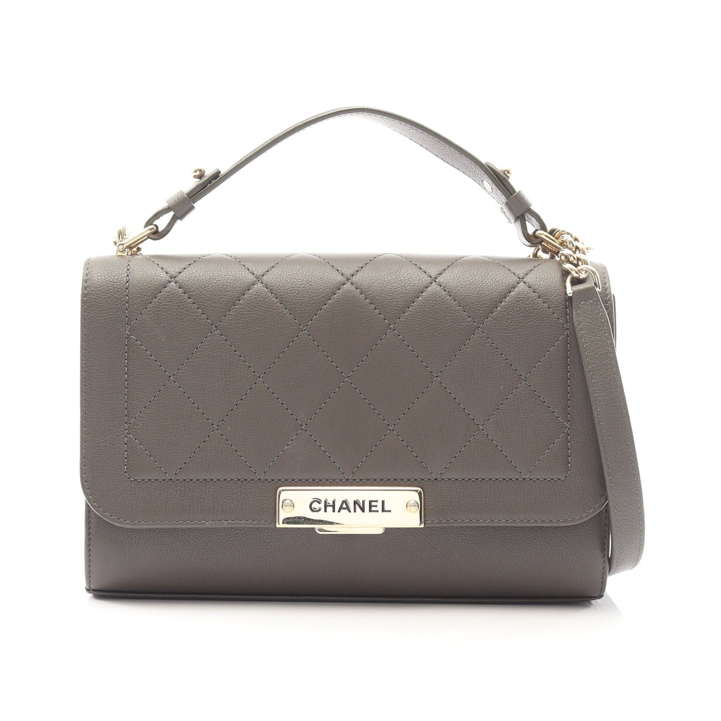 マトラッセ 2WAY チェーンショルダーバッグ キャビアスキン カーキブラウン ゴールド金具 シャネル バッグ CHANEL