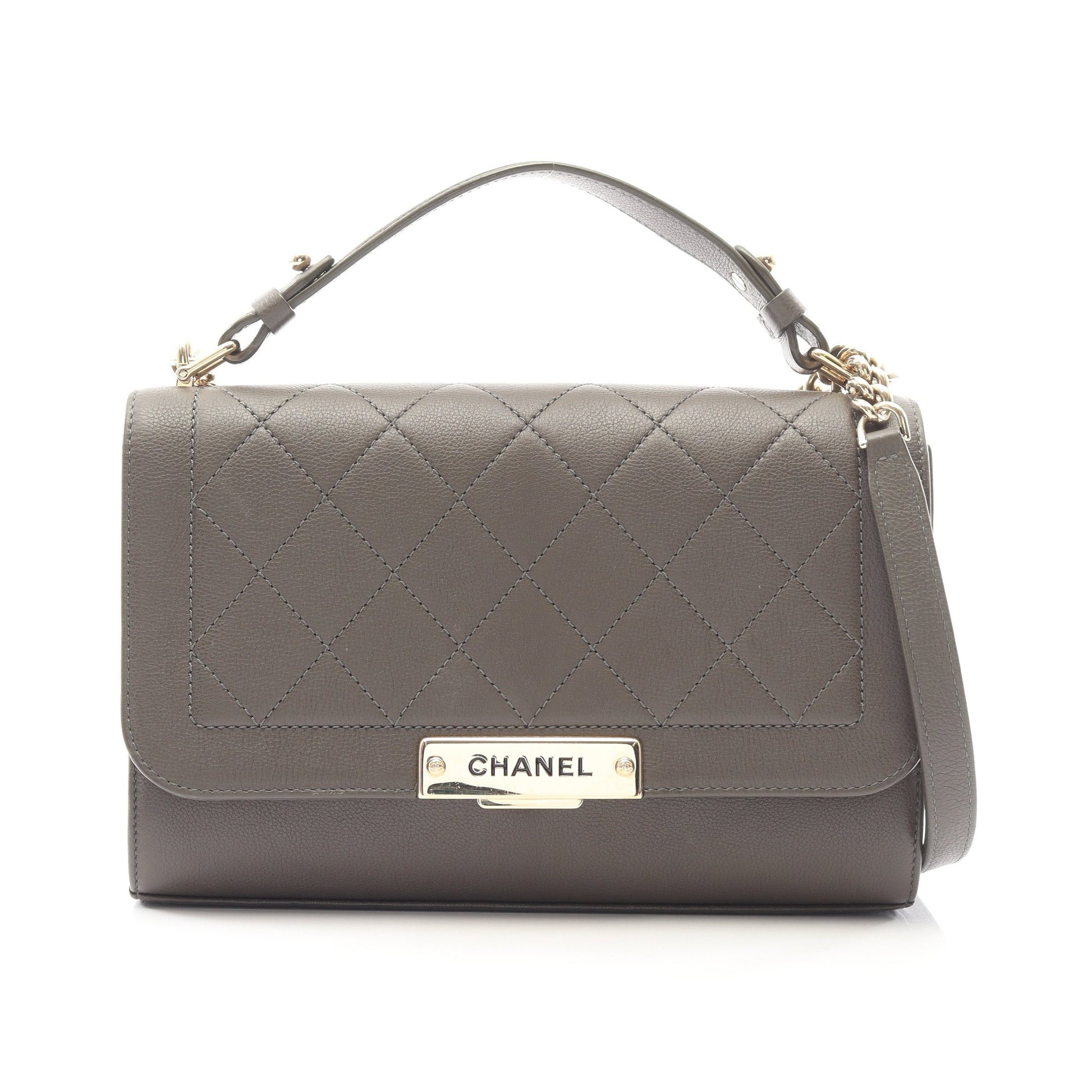 マトラッセ 2WAY チェーンショルダーバッグ キャビアスキン カーキブラウン ゴールド金具 シャネル バッグ CHANEL