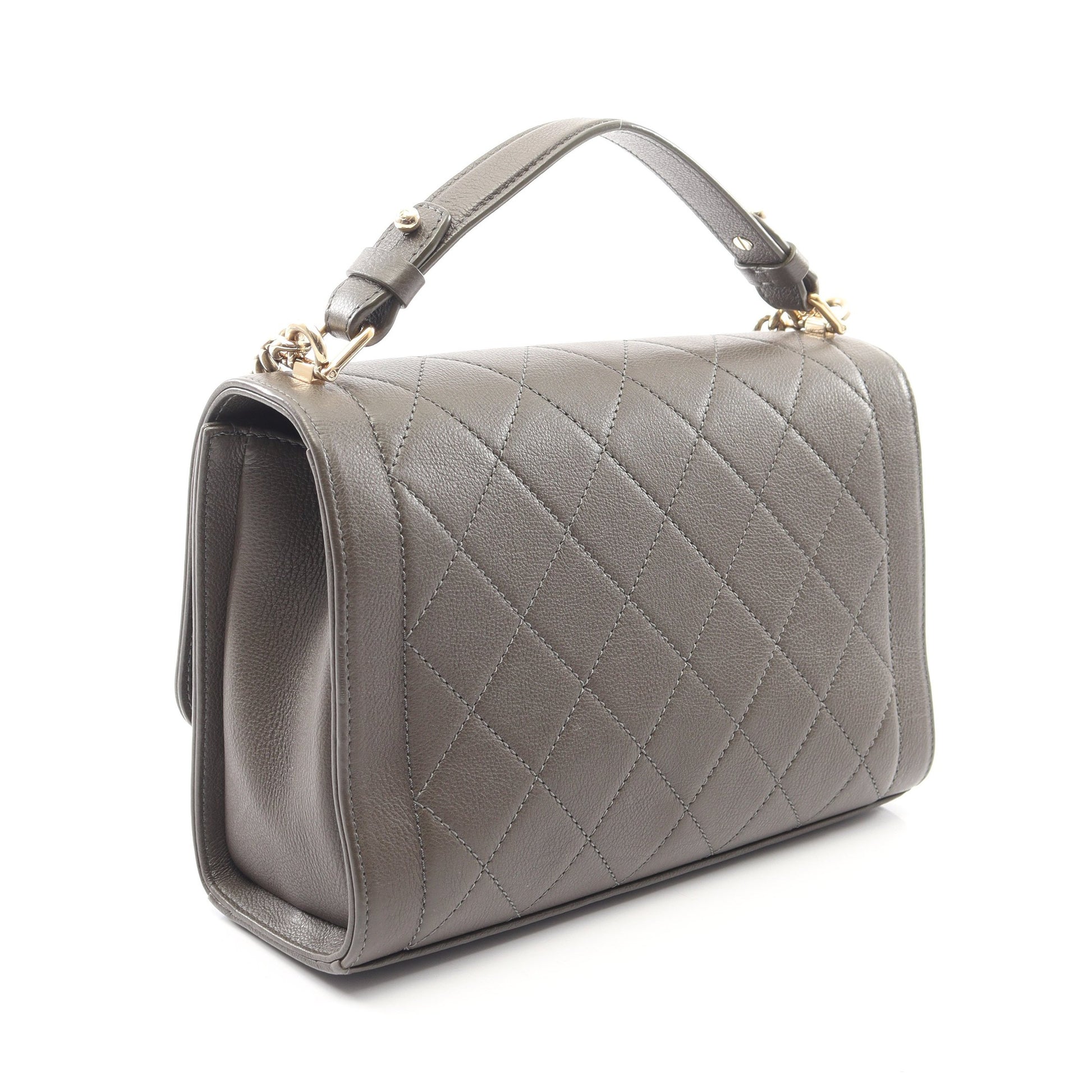 マトラッセ 2WAY チェーンショルダーバッグ キャビアスキン カーキブラウン ゴールド金具 シャネル バッグ CHANEL
