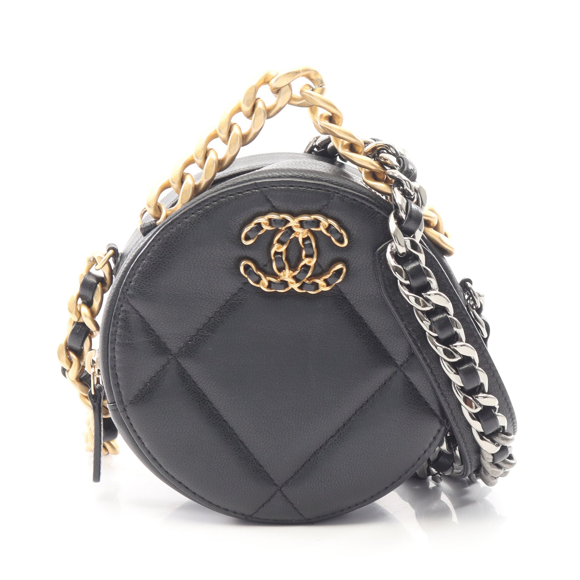 シャネル19 マトラッセ コンビ金具 2WAY チェーンショルダーバッグ ラムスキン ブラック シャネル バッグ CHANEL