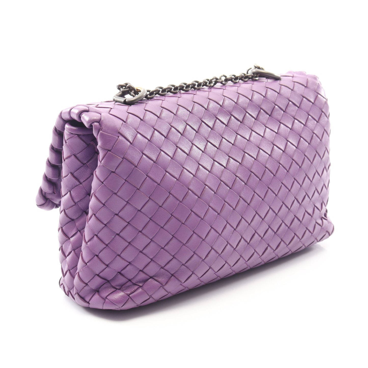 オリンピア イントレチャート チェーンショルダーバッグ レザー パープル ボッテガヴェネタ バッグ BOTTEGA VENETA