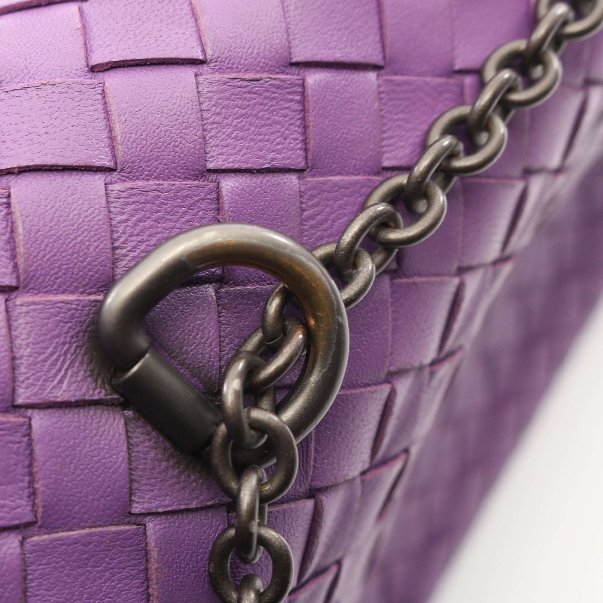 オリンピア イントレチャート チェーンショルダーバッグ レザー パープル ボッテガヴェネタ バッグ BOTTEGA VENETA