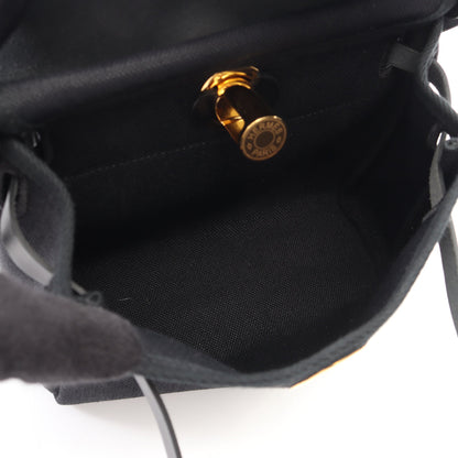エールバッグジップ ミニ ショルダーバッグ トワルミリタリー ヴァッシュハンター ブラック ゴールド金具 W刻印 エルメス バッグ HERMES