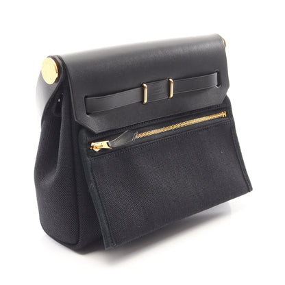エールバッグジップ ミニ ショルダーバッグ トワルミリタリー ヴァッシュハンター ブラック ゴールド金具 W刻印 エルメス バッグ HERMES
