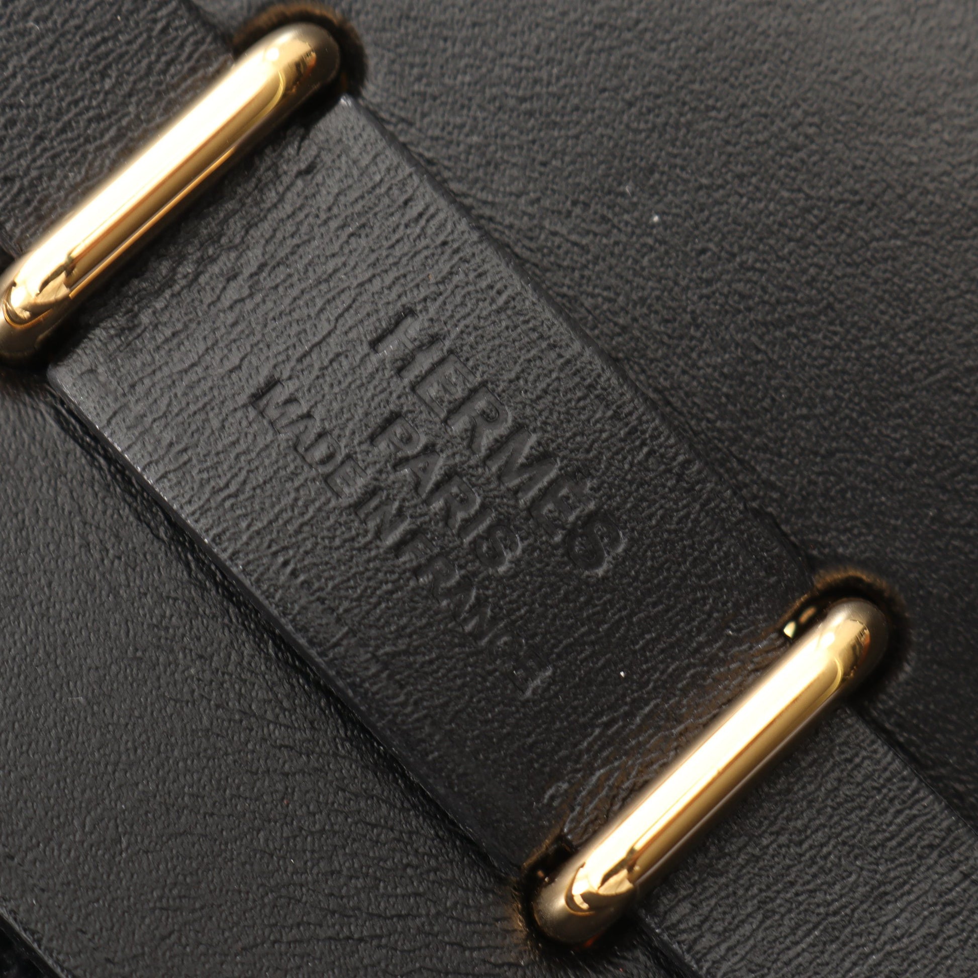 エールバッグジップ ミニ ショルダーバッグ トワルミリタリー ヴァッシュハンター ブラック ゴールド金具 W刻印 エルメス バッグ HERMES