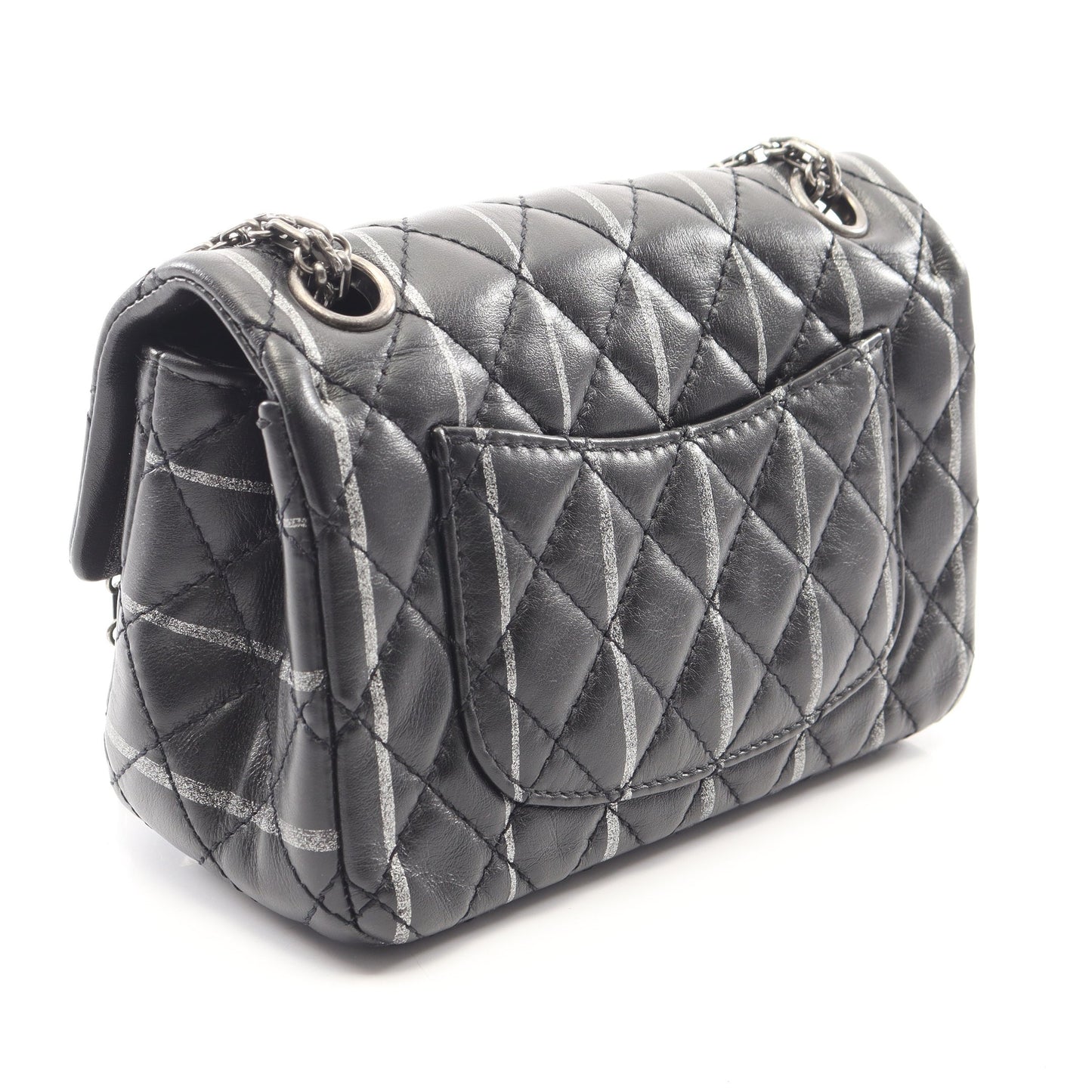 2.55 ミニマトラッセ Wチェーンショルダーバッグ ラムスキン ブラック シルバー金具 シャネル バッグ CHANEL