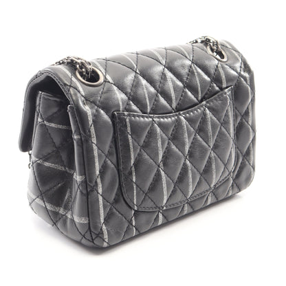 2.55 ミニマトラッセ Wチェーンショルダーバッグ ラムスキン ブラック シルバー金具 シャネル バッグ CHANEL