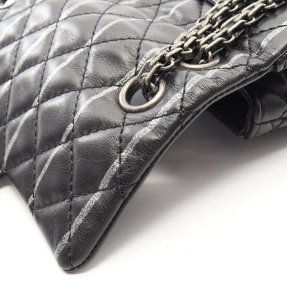 2.55 ミニマトラッセ Wチェーンショルダーバッグ ラムスキン ブラック シルバー金具 シャネル バッグ CHANEL