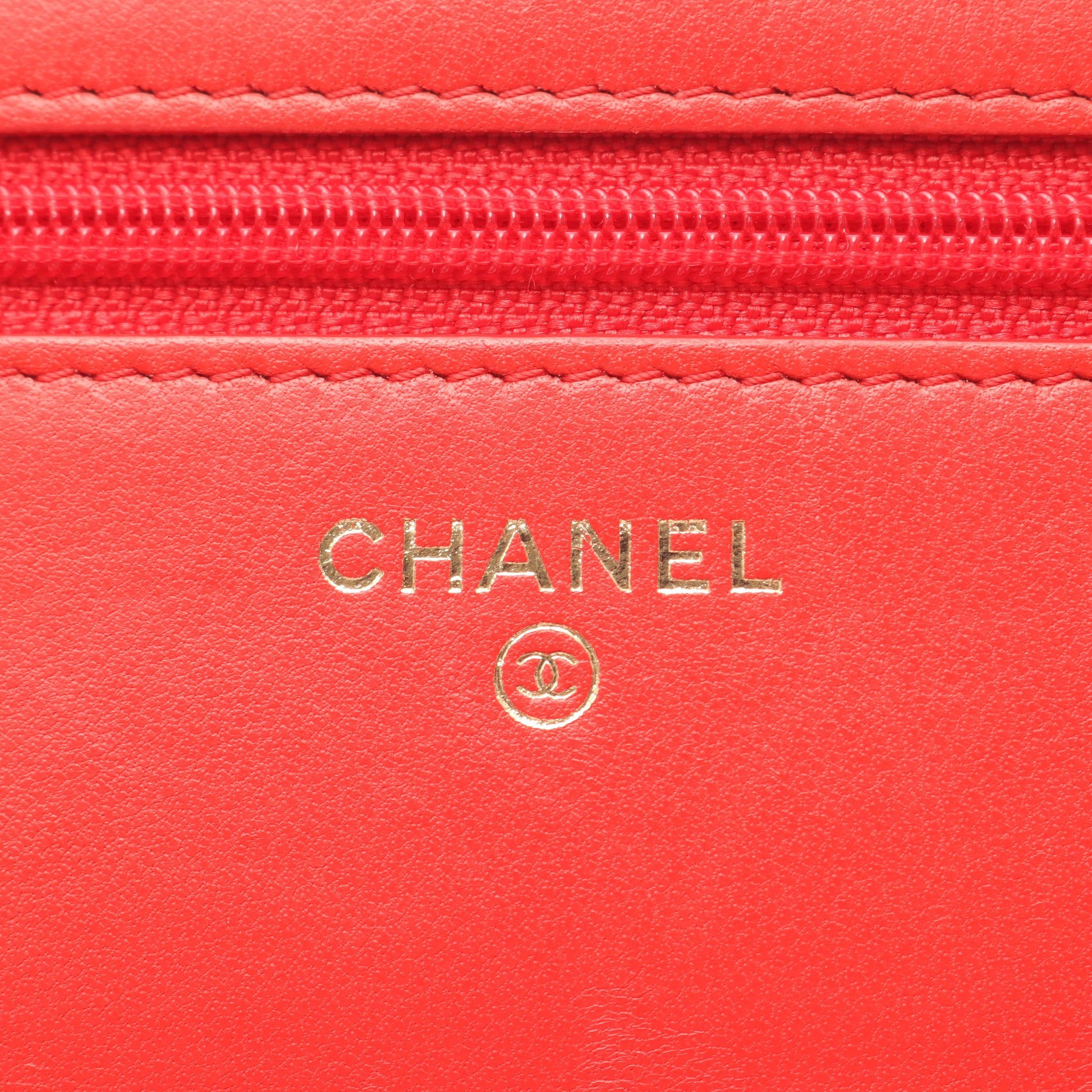 マトラッセ カメリア チェーンウォレット ラムスキン レッド ゴールド金具 シャネル バッグ CHANEL