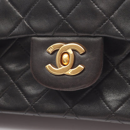 マトラッセ Wフラップ Wチェーンショルダーバッグ ラムスキン ブラック ゴールド金具 シャネル バッグ CHANEL