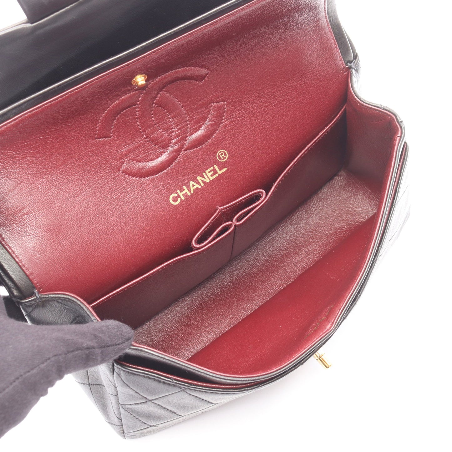 マトラッセ Wフラップ Wチェーンショルダーバッグ ラムスキン ブラック ゴールド金具 シャネル バッグ CHANEL