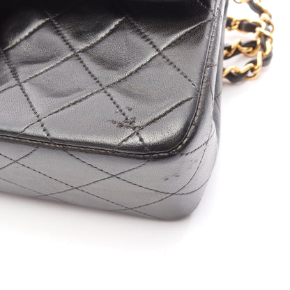 マトラッセ Wフラップ Wチェーンショルダーバッグ ラムスキン ブラック ゴールド金具 シャネル バッグ CHANEL