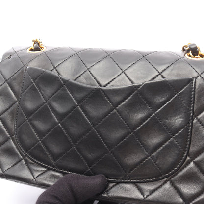 マトラッセ Wフラップ Wチェーンショルダーバッグ ラムスキン ブラック ゴールド金具 シャネル バッグ CHANEL