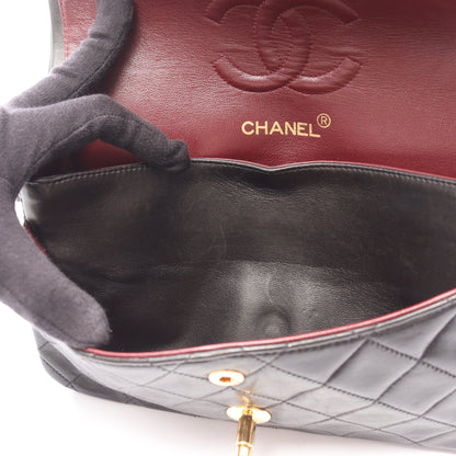 マトラッセ Wフラップ Wチェーンショルダーバッグ ラムスキン ブラック ゴールド金具 シャネル バッグ CHANEL