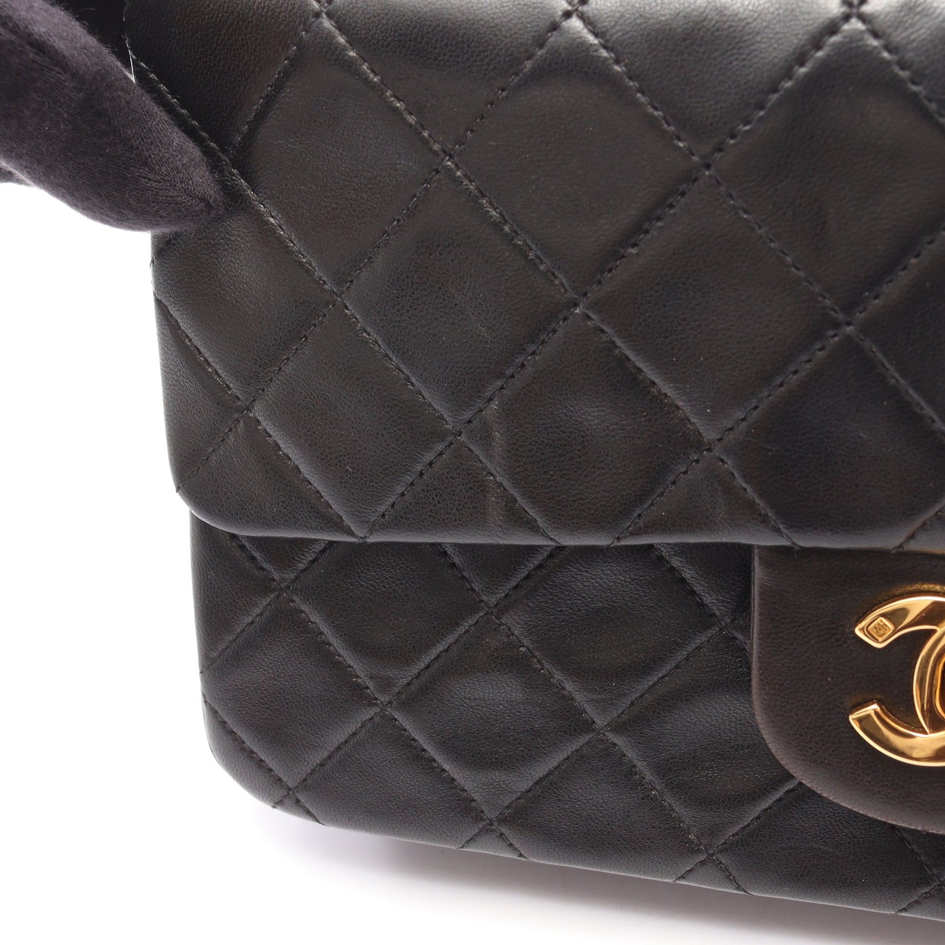 マトラッセ Wフラップ Wチェーンショルダーバッグ ラムスキン ブラック ゴールド金具 シャネル バッグ CHANEL