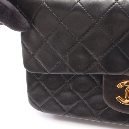 マトラッセ Wフラップ Wチェーンショルダーバッグ ラムスキン ブラック ゴールド金具 シャネル バッグ CHANEL