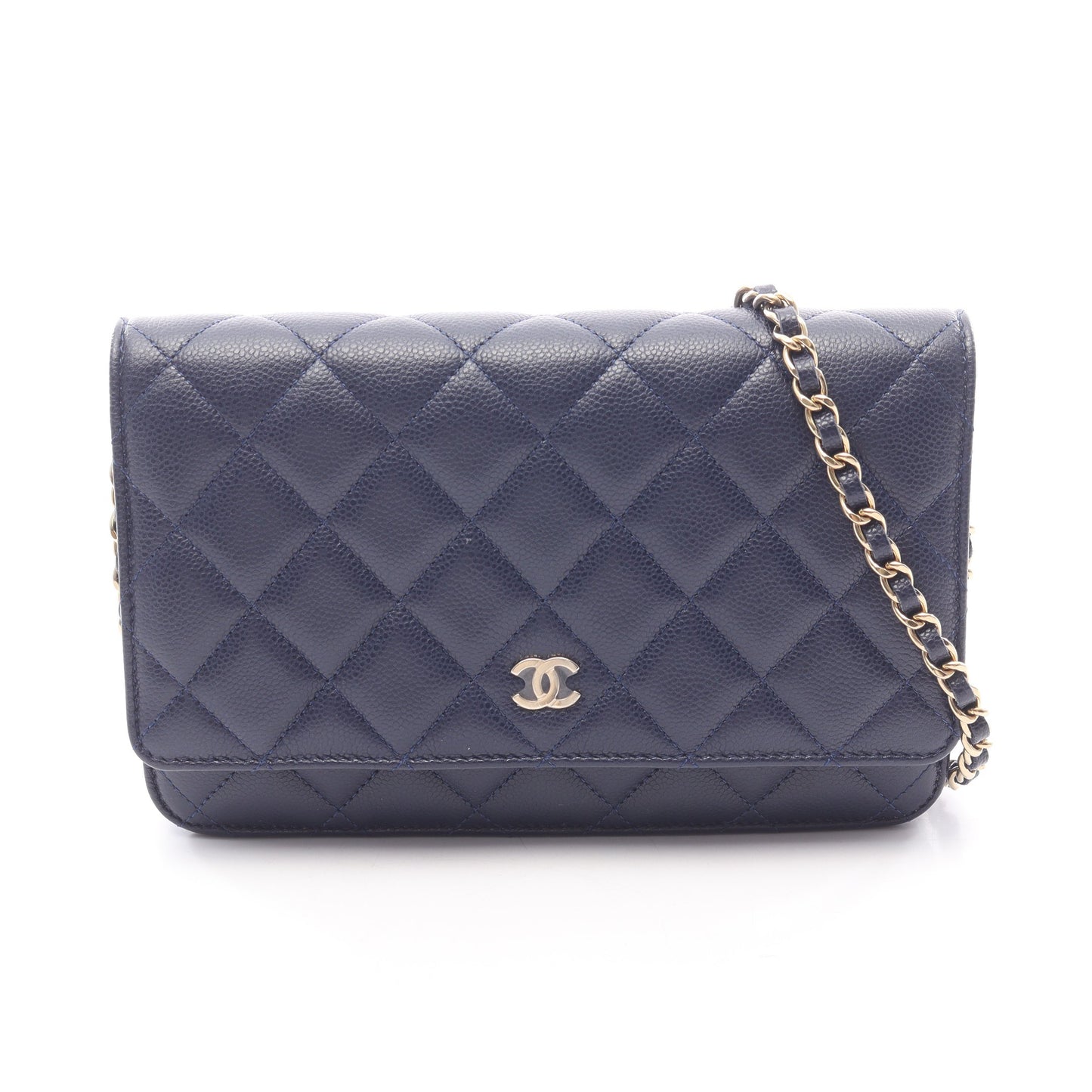 マトラッセ チェーンウォレット ソフトキャビアスキン ネイビー ゴールド金具 シャネル バッグ CHANEL