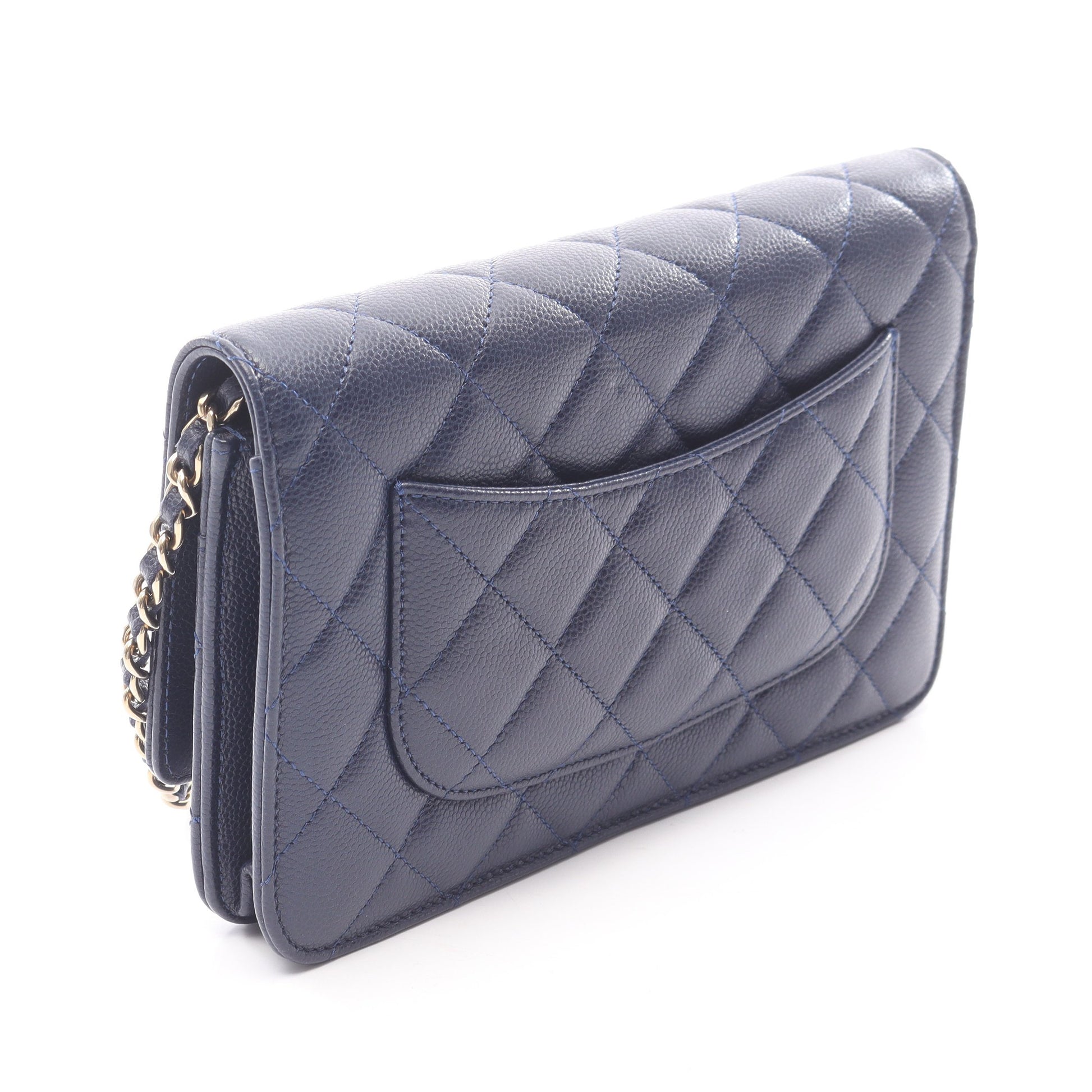 マトラッセ チェーンウォレット ソフトキャビアスキン ネイビー ゴールド金具 シャネル バッグ CHANEL
