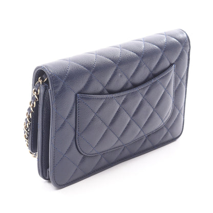 マトラッセ チェーンウォレット ソフトキャビアスキン ネイビー ゴールド金具 シャネル バッグ CHANEL
